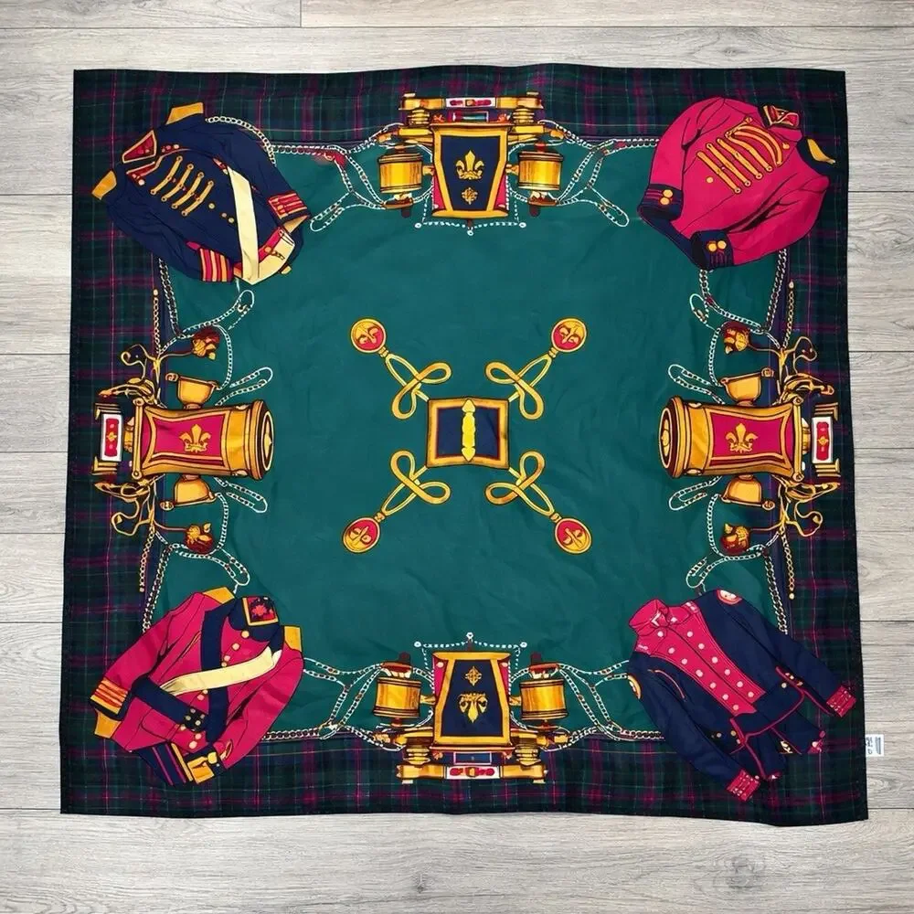 Vintage ECHO 100% Silk Scarf Equestrian Academia Heritage Core Tartan Preppy